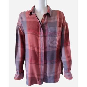 BDG Button Up Shirt Women Small Multicolor Plaid‎ Check Fleece Western Bohemian